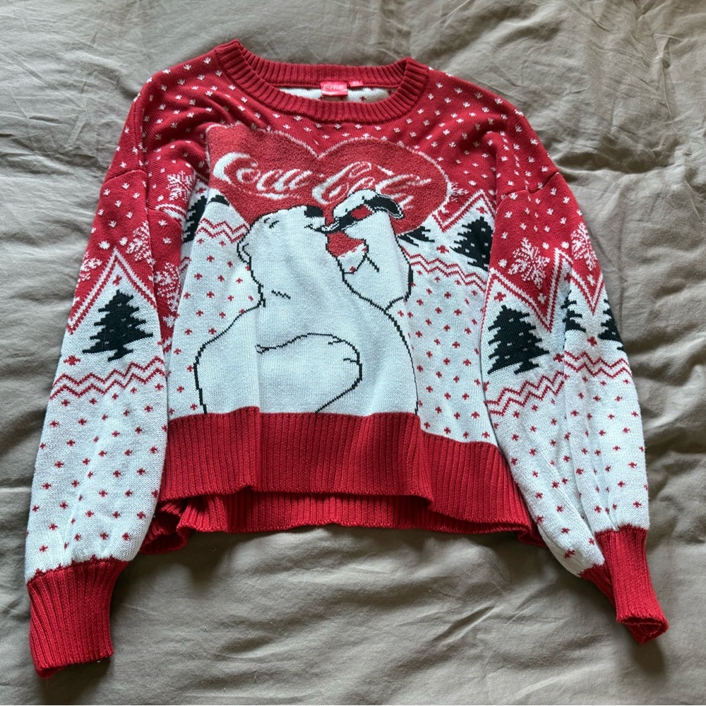 Coca Cola Red and White Women's Sweater